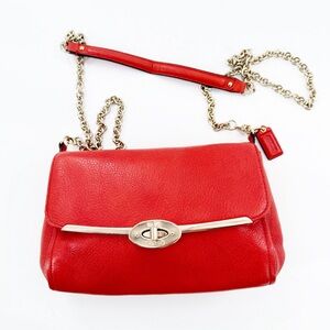 COACH Madison Spiced Orange Pebbled Leather Crossbody Clutch Bag Gold Hardware